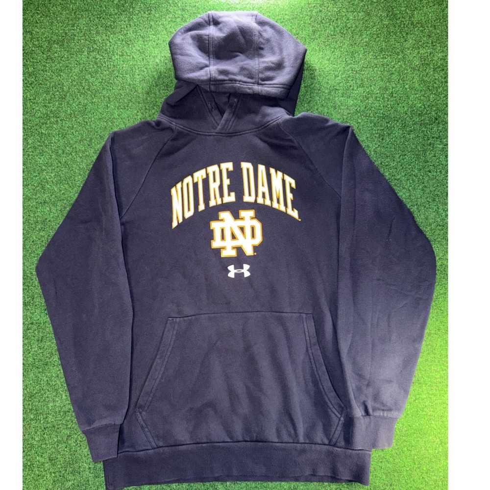 Under Armour Notre Dame Fighting Irish Hoodie Navy Blue Small Loose Sweatshirt